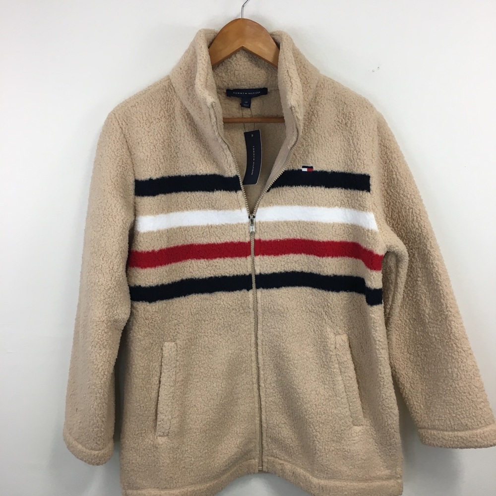 NWT Tommy Hilfiger Sherpa faux fur zip up sweater